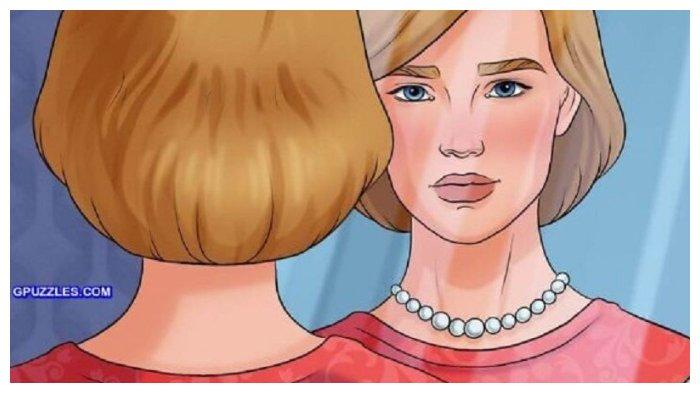 Tes IQ: Gambar wanita bercermin ini tampak normal dan tidak ada kesalahan jika dilihat sekilas. Tapi jika kamu teliti, kamu akan menemukan kejanggalan itu.Tugasmu adalah menemukan kejanggalan itu!