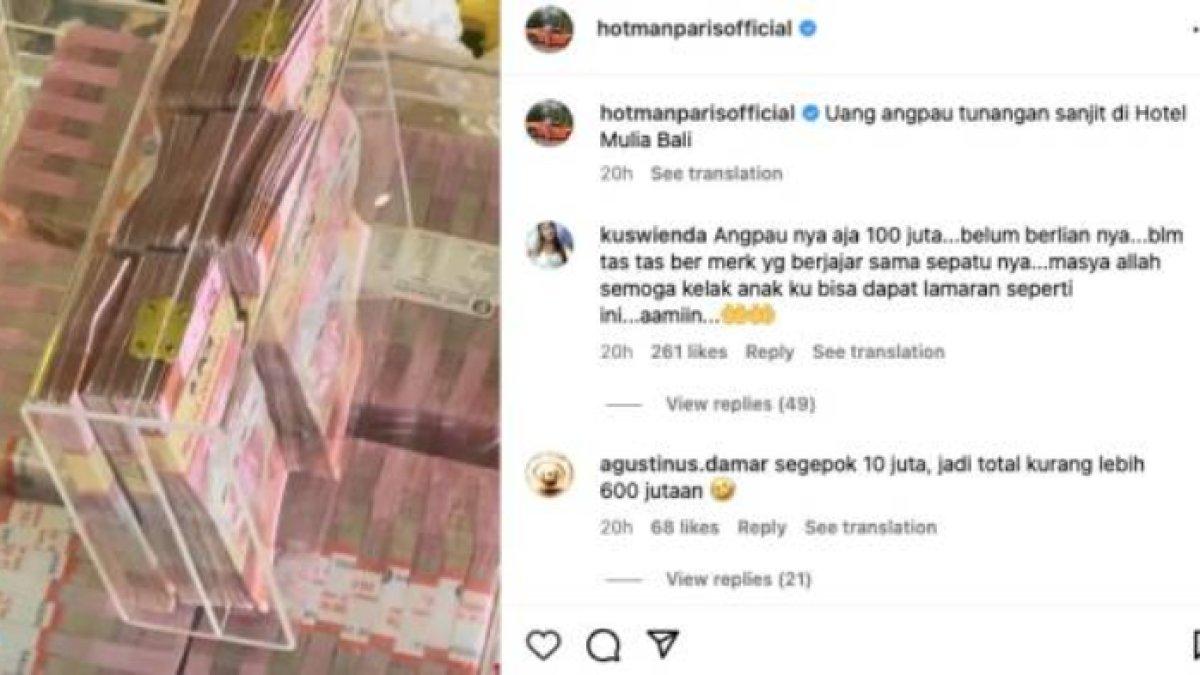 Uang ratusan juta untuk seserahan anak Hotman Paris