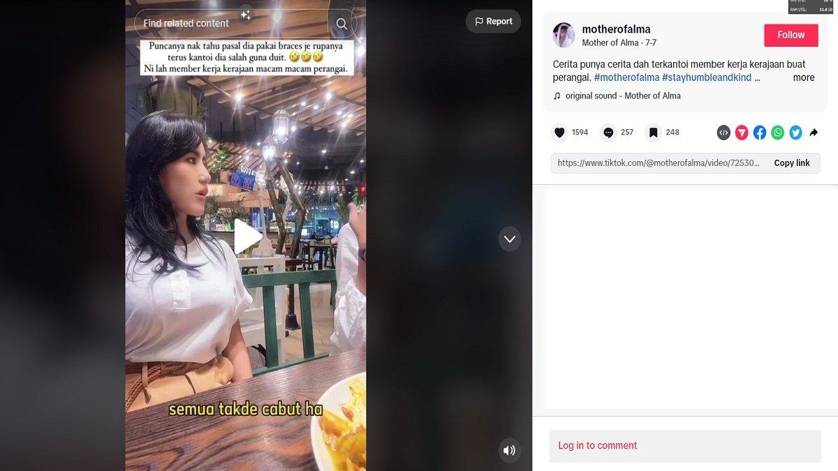 Tangkapan layar video viral pengakuan PNS korupsi dana pemerintah.