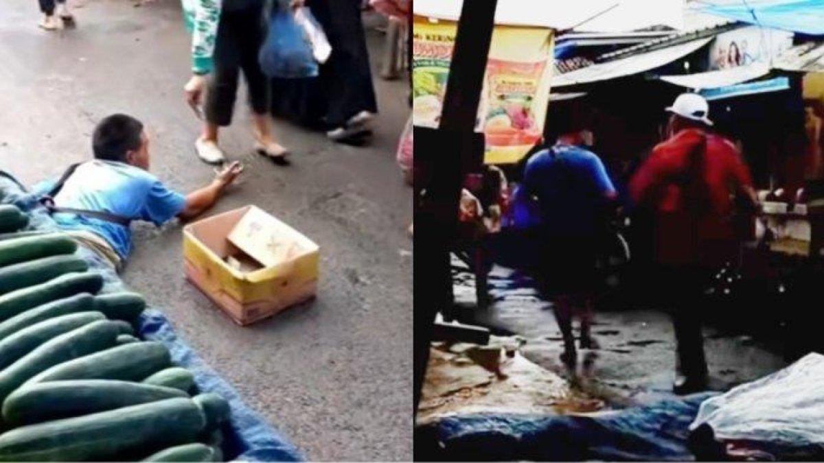 Viral seorang pengemis pura-pura cacat di Pasar Way Halim, Bandar Lampung.