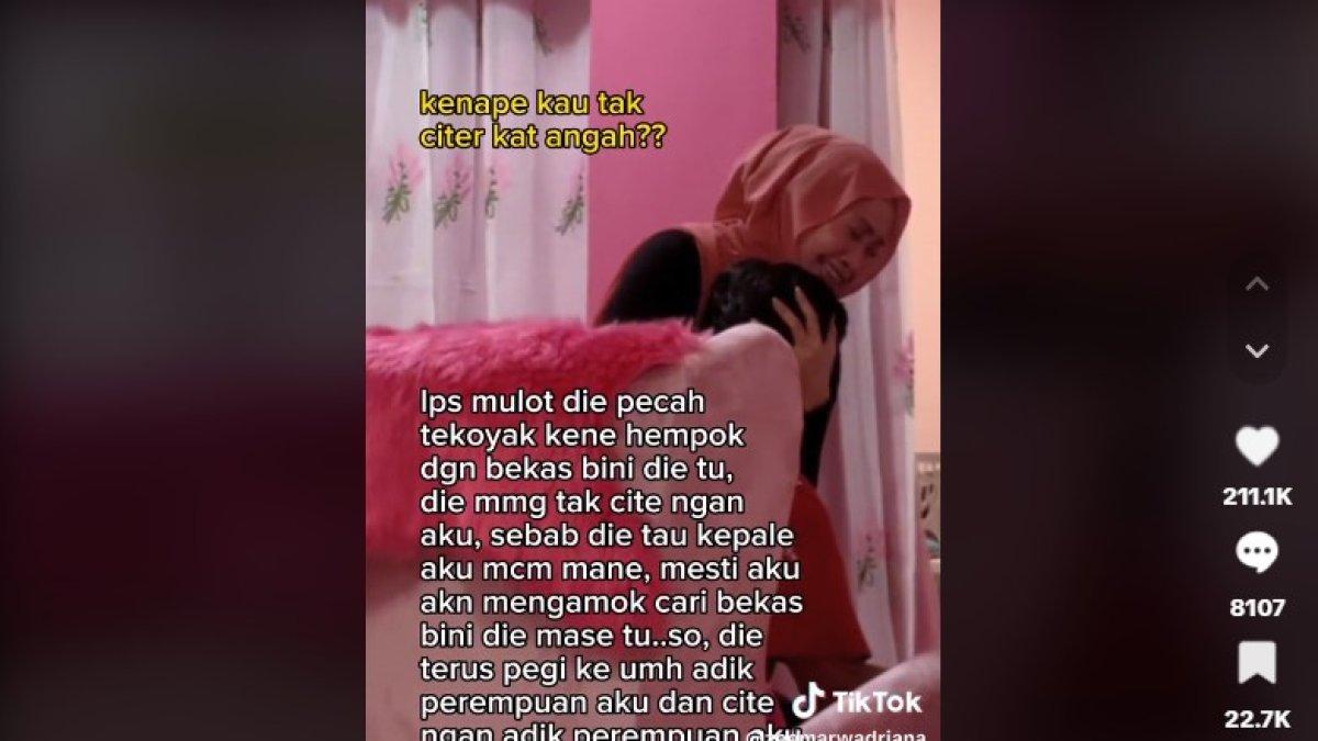 Wanita ini terkejut melihat wajah adiknya yang babak belur dipukul mantan istrinya.
