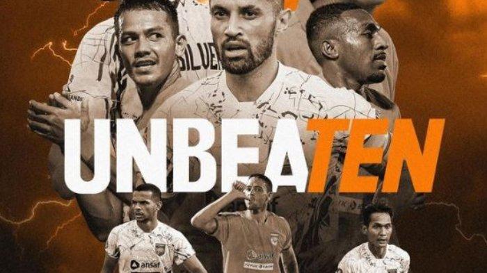 Borneo FC memecahkan rekor tak terkalahkan (unbeaten) dalam 10 laga berturut-turut setelah ditahan imbang Barito Putera, Sabtu (2/12/2023).
