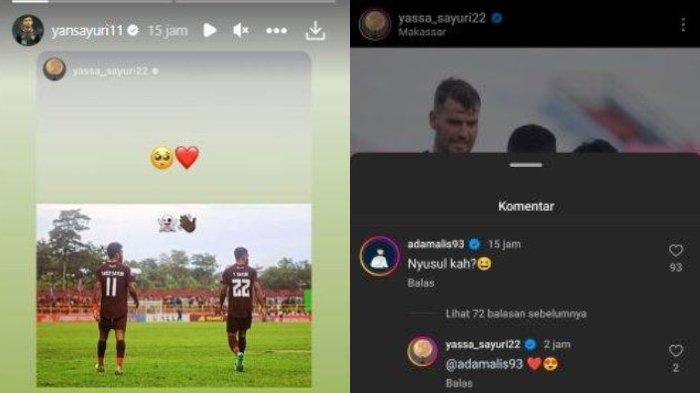 Kolase unggahan Yakob dan Yance Sayuri serta balasan komentar soal isu akan hengkang dari PSM Makassar.