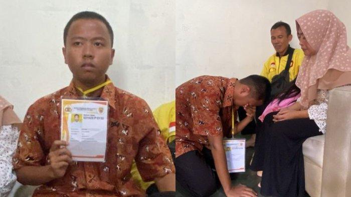 Kolase sosok Rizqi (19) anak driver ojek online yang diterima menjadi bintara Polri, Kamis (20/7/2023).