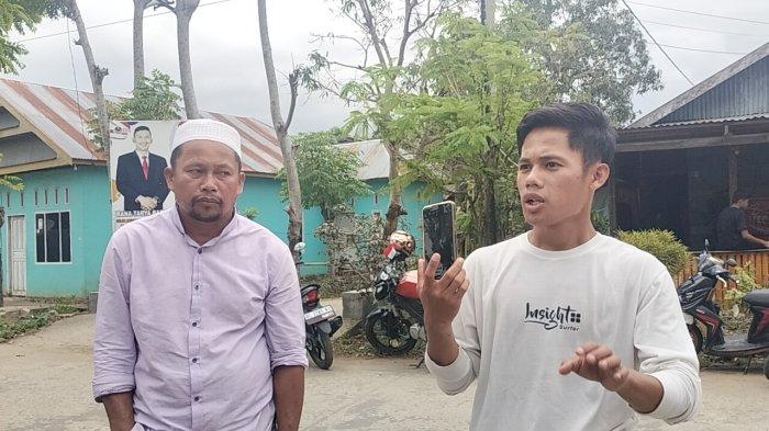 Tersangka inisial S dan anaknya saat menyampaikan aksi protes ke Polda Sulbar di Jl Gatot Subroto, Kelurahan Madatte, Kecamatan Polewali, Kamis (24/8/2023) sore
