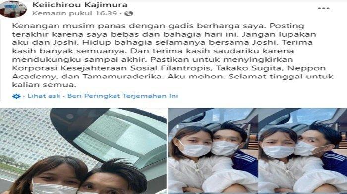 Unggahan Keiichirou Kajimura diduga pembunuh Josi Putri Cahyani (23), WNI yang ditemukan tewas di apartemen kota Maebashi, Gunma, Jepang, Selasa (22/8/2023).