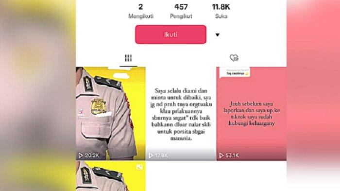 tangkap layar tiktok tanpa id akun, diduga anonim milik perempuan di Mamuju dengan salah satu anggota Kepolisian Resor (Polres) Mamasa viral sejak beberapa hari lalu.