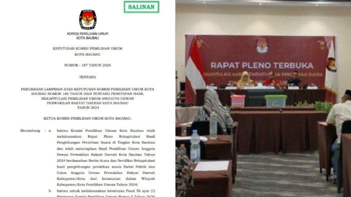 Nama 25 calon anggota DPRD Baubau, Sulawesi Tenggara (Sultra), diproyeksi terpilih pada Pemilihan Umum atau Pemilu 2024 berdasarkan hasil pleno KPU. Hasil pleno Komisi Pemilihan Umum (KPU) Kota Baubau, Provinsi Sultra, pada Pemilihan Legislatif atau Pileg 2024 tersebut dihimpun dan diolah TribunnewsSultra.com pada Rabu (06/03/2024).