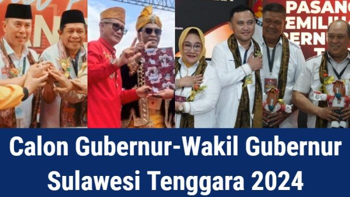 Empat pasangan calon Gubernur Sulawesi Tenggara dan Calon Wakil Gubernur Sultra di Pemilihan Kepala Daerah atau Pilkada Sultra 2024, Andi Sumangerukka dan Hugua (ASR-Hugua), Lukman Abunawas dan La Ode Ida (LA-IDA), Tina Nur Alam dan LM Ihsan Taufik Ridwan (Tina-Ihsan), serta Ruksamin dan LM Sjafei Kahar (Ruksamin-Sjafei).