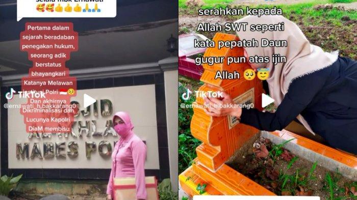 Seorang ibu Bhayangkari di Kota Makassar, Ernawati Bakkarang, ditangkap polisi gegara video viral TikTok bertagar ‘Percuma Lapor Polisi’. Penangkapan dan penetapan tersangka terhadap istri polisi yang getol memperjuangkan pengusutan kasus kematian kakak kandungnya itu dilakukan oleh Kepolisian Daerah Sulawesi Selatan atau Polda Sulsel.