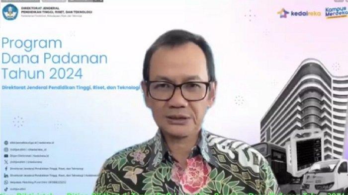Direktur Jenderal Pendidikan Tinggi, Riset, dan Teknologi Kemdikbudristek RI, Nizam saat membuka penerimaan proposal Program Dana Padanan (Matching Fund) Tahun 2024 yang ditandai dengan Soft Launching secara daring beberapa waktu lalu.