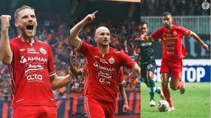 Pemain Persija Hanno Behrens, Michael Krmencik dan Andulla Yusuf Helal.