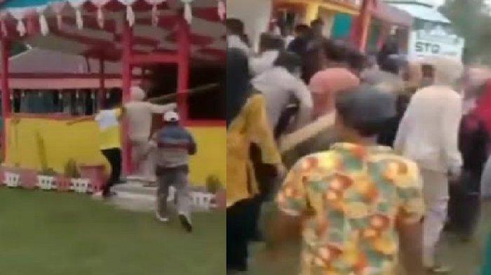 DEMONSTRASI - Kolase foto tangkapan layar video viral warga Desa Napalakura, Kecamatan Napabalano, Kabupaten Muna, Sulawesi Tenggra (Sultra) gelar demonstrasi di halaman kantor desa, Kamis (27/2/2025) hari lalu. Tidak hanya berdemonstrasi, warga juga hendak akan menyegel kantor desa. Aksi tersebut buntut adanya pengelolaan anggaran dana desa yang tidak transparan dan penghapusan penerima manfaat bansos PKH secara sepihak oleh kepala Desa Napalakura.