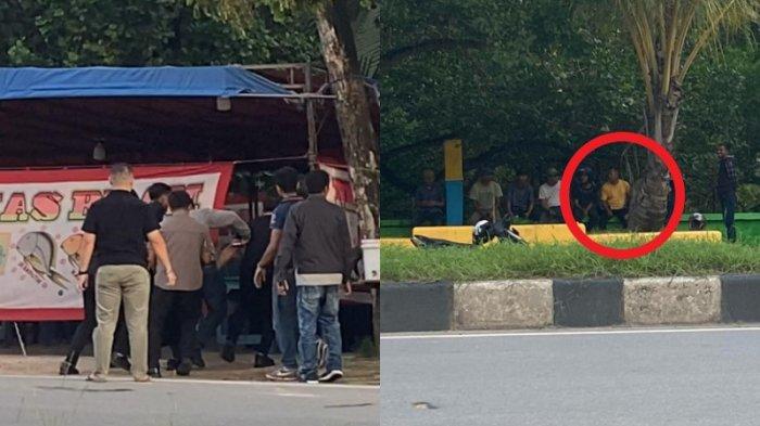Detik-detik seorang aktivis diamankan petugas di Jalan Edy Sabara, kawasan Bypass Kendari, Sulawesi Tenggara (Sultra). Insiden itu terjadi jelang kedatangan Wakil Presiden atau Wapres Maruf Amin beserta istri Wury Maruf Amin di penginapannya, Hotel Claro Kendari, pada Rabu (20/03/2024).
