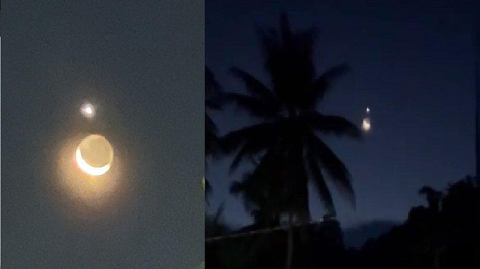 Hilal bulan sabit di langit malam