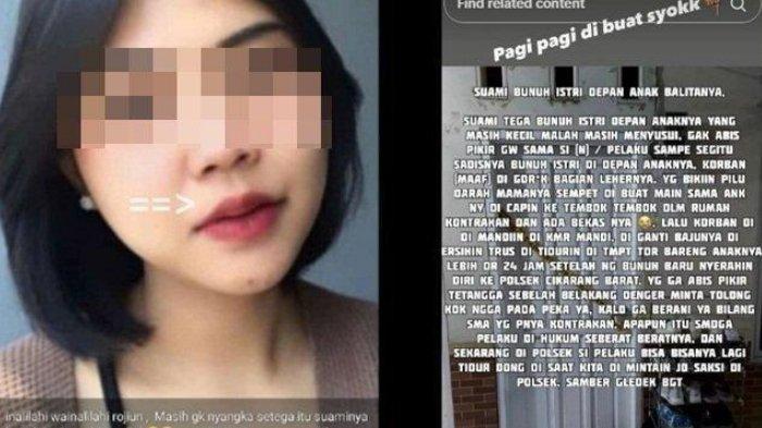 Pilu mama muda cantik Mega Suryani Dewi (24) sang istri dibunuh suami di depan 2 anak balitanya hingga video kisahnya viral di TikTok. Dalam video viral yang sudah ditonton 5,4 juta kali hingga Senin (11/09/2023) malam, menampilkan 2 foto sosok korban pembunuhan.