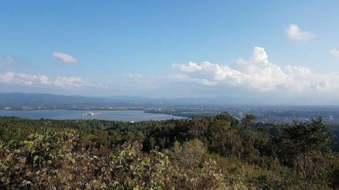 Melihat Pesona Kota Kendari dari Puncak Amarilis di area Kawasan Taman Hutan Rakyat Kota Kendari, Kelurahan Watu-Watu, Kecamatan Kendari Barat.
