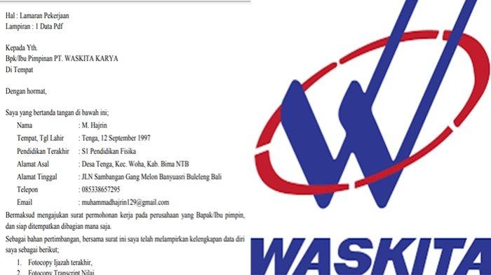 2 Surat Lamaran Kerja Posisi Teknisi Dan Quality Control PT. Waskita