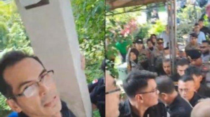 APARAT EKSEKUSI RUMAH- Rumah Atalarik Syach di kawasan Cibinong, Bogor dibongkar aparat kepolisian pada Kamis (15/5/2025)