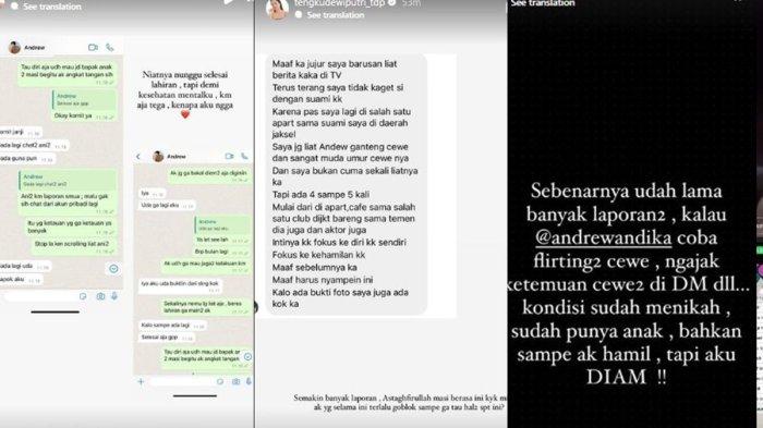 Tengku Dewi memperlihatkan isi chat Andrew mengaku kapok selingkuh dan merasa perbuatannya tidak ada gunanya.