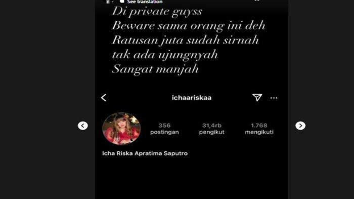 Akun diduga wanita yang tipu Amanda Manopo.