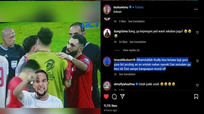 Alih-alih meluapkan kemarahan, Teuku Wisnu malah memposting unggahan kocak terkait hasil Timnas Indonesia vs Bahrain yang imbang 2-2.