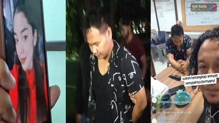 Antok (tengah dan kanan) pelaku mutilasi Uswatun Khasanah (kiri) nyanyi Sephia saat diinterogasi polisi