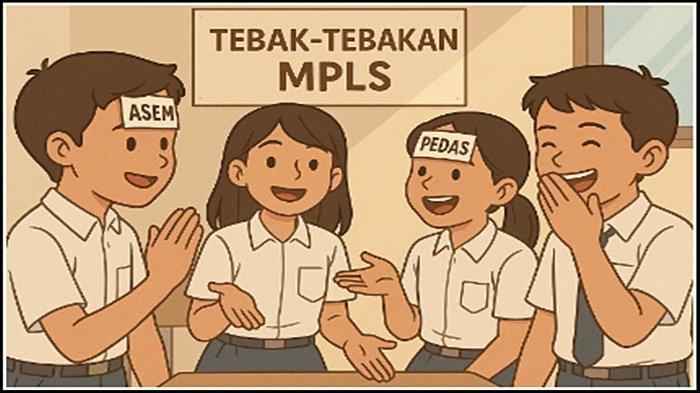 TEKA-TEKI MPLS - Ilustrasi anak mengikuti MPLS. Bermain teka-teki MPLS 2025.  
