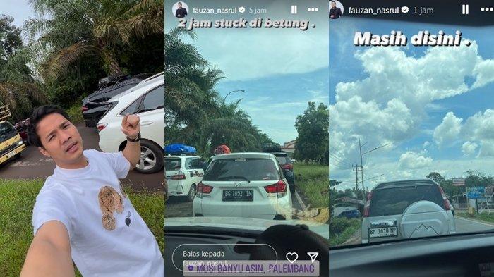 Artis Fauzan Nasrul curhat terjebak macet di Betung, Musi Banyuasin, Sumatera Selatan saat perjalanan mudik ke kampung halamannya.