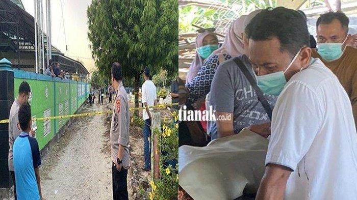 AYAH BAYI SEMPAT HILANG- (kiri) Gang Kapas menuju Masjid Jami Husnul Khatimah, Jalan Veteran, Kelurahan Sekip Lama, Singkawang Tengah, Kalimantan Barat (Kalbar) lokasi penemuan jenazah balita pada Jumat dini hari, 13 Juni 2025. (kanan) Ayah korban tampak sangat terpukul dan menangis terisak-isakan setelah bayinya Rafa Fauzan, 1 Tahun 11 Bulan ditemukan tewas setelah 3 hari menghilang