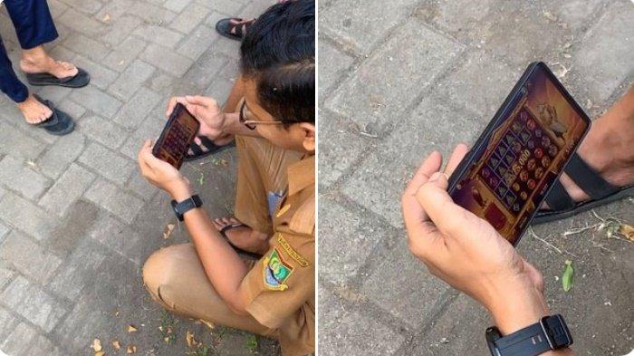 Potret ASN Pemkot di Cilegon kepergok diduga main slot.