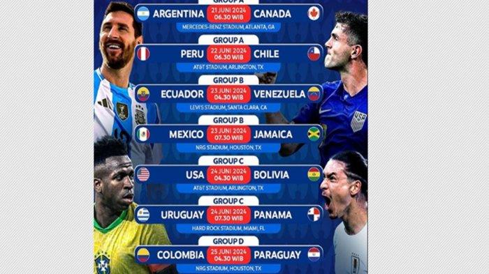 Berikut jadwal tayang acara TV pada Selasa (25/6/2024) di NET TV, SCTV, RCTI, Trans TV, Trans 7, dan Indosiar. Copa America dan UEFA EURO 2024