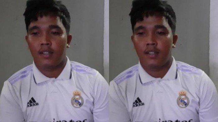 Binsar Saragih, fans berat megabintang sepak bola dunia, Christiano Ronaldo, yang tiba di Kota Kupang, NTT, Selasa (18/2/2025).