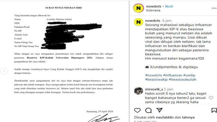 Cantika Mutiara Mahasiswi Viral Pamer Gaya Hedon Padahal Penerima Beasisa KIP, Pilih Mengundurkan Diri