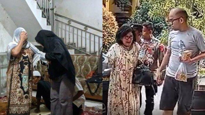 Dewi (47) (kerudung putih) istri satpam yang dibunuh anak majikan di Bogor ungkap percakapan terakhirnya sebelum suami tewas.