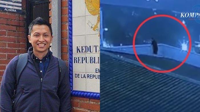 JEJAK TERAKHIR KORBAN- Diplomat Arya Daru sempat naik ke rooftop kantor Kemlu dengan membawa tas gendong dan kantong belanja, namun keduanya tak lagi terlihat saat ia turun