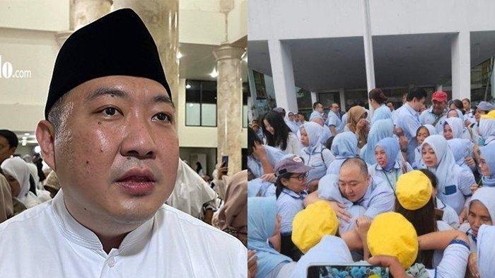DIRUT SRITEX SOAL NASIB KARYAWAN. (KIRI) Eks Direktur Utama sekaligus pemilik PT. Sri Rejeki Isman Tbk (Sritex) Iwan Kurniawan Lukminto saat buka bersama dengan eks karyawannya,Sabtu (8/3/2025). (kanan) Foto tangis haru dan kesedihan karyawan Sritex tidak bisa terbendung saat Direktur Utama Sritex, HM Lukminto, Jumat (28/2/2025) turun langsung. Wawan menyambut baik dan berpesan kepada alumni Sritex tetap jaga pondasi kuat jika dipekerjakan kembali.