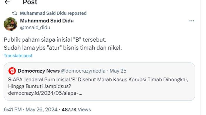 Eks Sekretaris Kementerian Badan Usaha Milik Negara (BUMN), Said Didu soal Jampidsus Kejagung Febrie