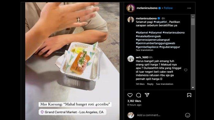 Erina Gudono disindir Melanie Subono ketika pamer postingan membeli roti Rp400 ribu dan belanja stroller diduga senilai Rp30 juta ditengah kondisi kacau di Indonesia