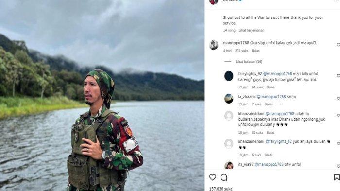 Fans Ayu Ting Ting serbu Instagram Lettu Fardhana.