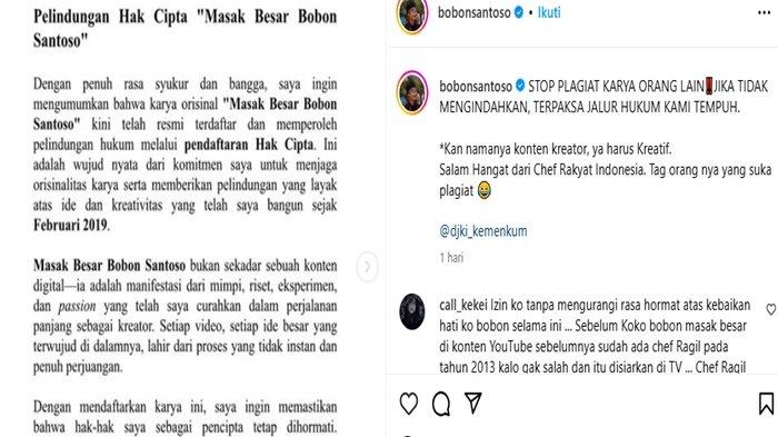 Food vlogger Bobon Santoso resmi mendaftarkan hak cipta atas karyanya yang dikenal dengan 