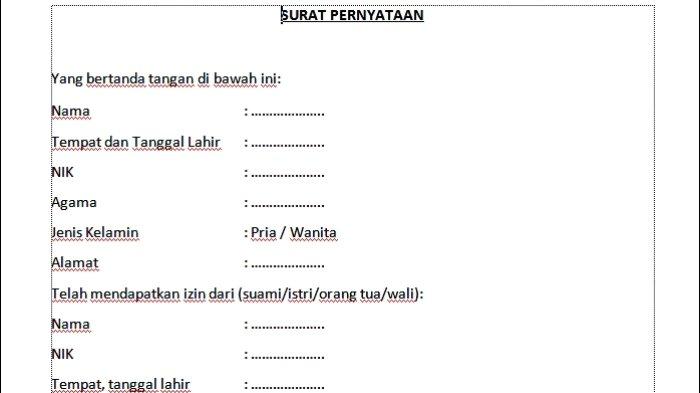 Format surat pernyataan CPNS 2024 Kemenag 2024 word, link download bisa diedit.