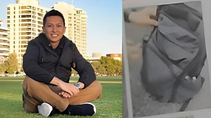 REKAM MEDIS ARYA DARU - Foto Arya Daru semasa hidup (kiri) dan tangkapan layar penampakan tas yang ditinggal Daru di Gedung Kemenlu. Rekam Medis Diplomat Arya Daru yang Disimpan dalam Tas di Rooftop Kemenlu