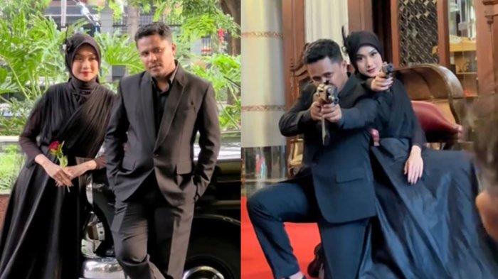 Heboh Potret Prewedding Mamat Alkatiri dan Nafhafirah, Pakai Kostum Serba Hitam Bertemakan Mafia