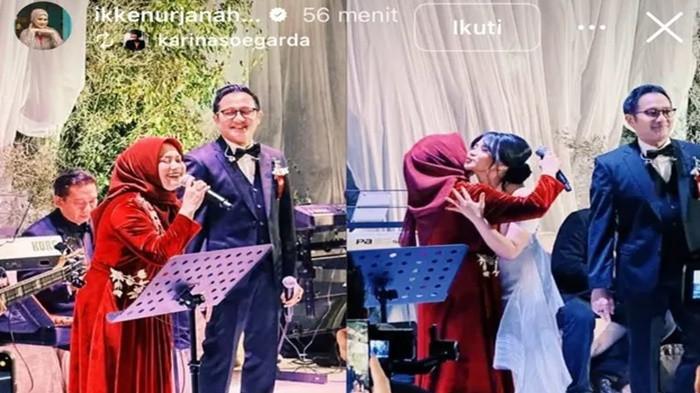 Ikke Nurjanah dan Aldi Bragi tak kuasa menahan tangis melepas putri mereka yang telah memasuki ke
