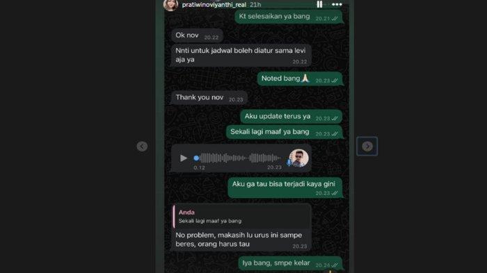 Isi chat Denny Sumargo dan Pratiwi Noviyanthi