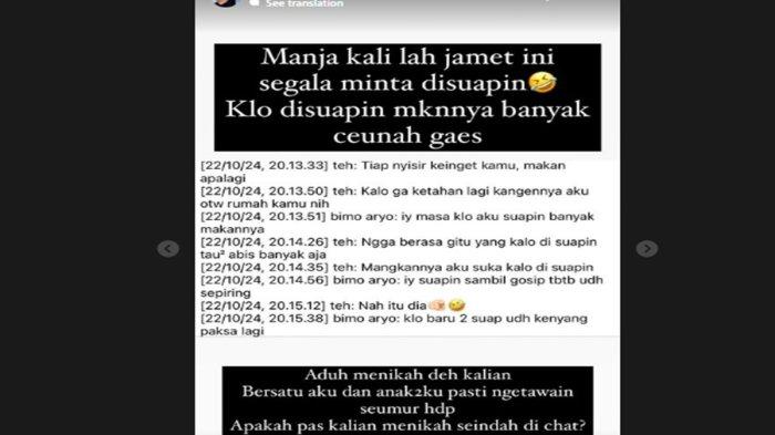 Isi chat mesra Bimo Aryo dan MA diduga selingkuhannya.