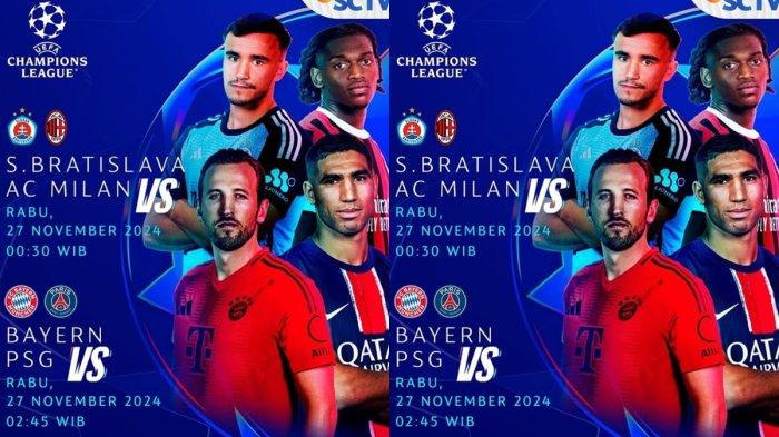 Jadwal Acara TV Rabu 27 November 2024, Liga Champions Bayern Munchen Vs