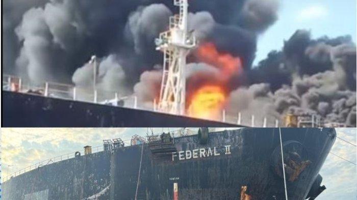 KAPAL TERBAKAR - Kapal Federal II terbakar di Tanjunguncang Batam, Infomasi awal lima orang dilarikan ke rumah sakit. Sejauh ini petugas melakukan pengawasan di lokasi