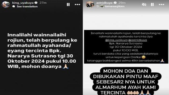 Kabar duka datang dari presenter Uya Kuya, sang ayah meninggal dunia pada Rabu (30/10/2024).